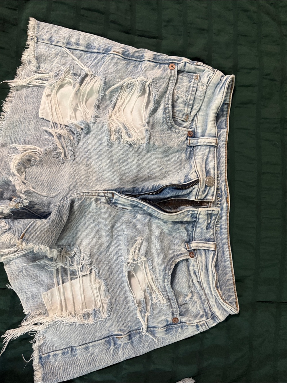 American Eagle Outfitters Light Blue Distressed Denim Shorts